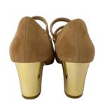 Anthropologie Rara Avis Suede Tan Heel Rockabilly Strappy Twee Mary Janes 7W Brown Size 10 Photo 4
