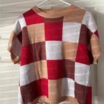 Amazon  Women’s Red & Tan Plaid Sweater – Size L Photo 1