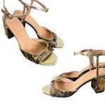 J.Crew COLLECTION GOLD LEATHER SEQUIN ANKLE STRAP HEELS SANDALS 10 NEW $298 Photo 3
