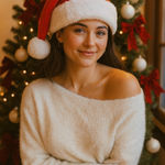 Happily Grey Cream Gold Cropped Sweater Small Holiday Photo 0