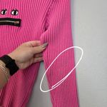 Lazy Oaf  Zippy Mouth Pink Ribbed Sweater Photo 6
