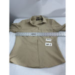 Womans New York & Co City Stretch Medium Tan Snap Front Long Sleeve Blouse Brown Photo 4
