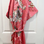 Japanese Kimono Robe Women’s Size 4.5 Pink Smoking Jacket Cherry Blossoms Photo 0