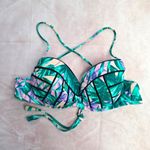 Shade & Shore  Green Tropical Padded Wired String Tie Bikini Top Swimwear 34B Photo 6