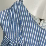 Rise of Dawn Blue Pinstripe Tassel Crop Zip Back Large Blue Photo 4