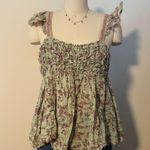 Free People  Green Floral Babydoll Top  Photo 1