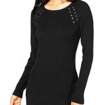 BCX Brand BCX Black Lace-Up Tunic Sweater Dress XL Photo 0