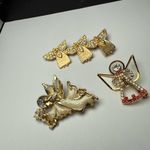 Angel Rhinestone Christmas Holiday Lot Of 3 Brooch Pin Angels 1 Signed Aai Gold Photo 7
