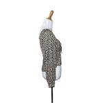 Urban Outfitters Leopard Animal Print Peplum Ruffle Long Sleeve Keyhole Top M Photo 3