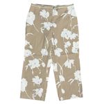 Ann Taylor Loft Womens 8P Beige White Floral Print Cropped Pants 100% Cotton Photo 3