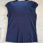 Pleione Ribbed Silk Short Sleeve Tank Top Navy Blue Size S Photo 0