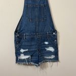 American Eagle Tomgirl Shortall Denim Blue Distressed Overalls Size Medium Photo 4