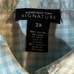 Jones New York  Signature woman’s 2XL Light Blue Check‎ Long Sleeve Button-Up Photo 2