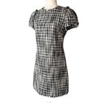 Kate Spade  Boucle Tweed Sheath Dress Women's 4 Fringe Lined Black White Textured Photo 2