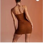 Oh Polly NOELANI Halter Neck Corset Mini Dress in Brown Size 8 NWT Photo 1