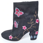 Nanette Lepore  Black Suede Embroidered Lilly Ankle Photo 0