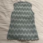 Y2K cocomo soft green floral lace high neck sleeveless ruffle babydoll blouse Blue Photo 4
