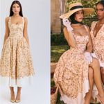 House Of CB  'Alba' Honeyflower Priint Gathered Cotton Midi Dress‎ NWOT Photo 14