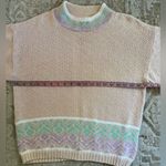 Vintage 80’s 90’s peach floral fairisle mock neck pullover sweater Pink Size M Photo 6