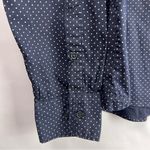 H&M  Navy Polka Dot Button Up Shirt, Stretch Cotton Blend, Business Casual, 14 Photo 6