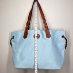 Dooney & Bourke  Nylon Shopper Tote Purse Leather Strap Shoulder Bag Baby Blue Photo 11