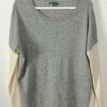 Vince Color Block Wool Cashmere Bateau Sweater Small Oversized Boxy Grey Cream Photo 5