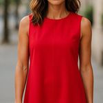 Loft Ann Taylor Womens Dress Sz 8P Petite Red Shift Dinner Work 8 Career Photo 0