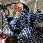 Adorable Metallic Gold Open Back Midi Dress Photo 3