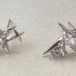 CZ Cubic Zirconia Star Stud Earrings for Men Women Hip Hop Unisex Style Silver Photo 2