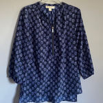 Michael Kors  Blue Floral Top with Gold Zipper Photo 0