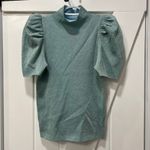 Alice + Olivia  Womens Issa Puff Sleeve Turtleneck Small Blue Knit Wool Blue Photo 1