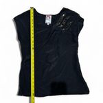 Yoana Baraschi Silk Beaded Asymmetrical Black Blouse Photo 4