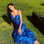 ZARA  dress maxi long open back satin effect blue bodycon wedding party cocktail Photo 7