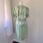 Vintage ‘90s Papell 100% Silk Green Beaded Short Sleeve Jacket + Midi Skirt Set Size 14P Photo 5