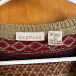 Decouve Vintage 90s Sleeveless Sweater Vest Knitwear Fair Isle Pattern Large Tan Photo 1