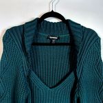 EXPRESS Emerald Green Ribbed V Neck Sweater Size L Photo 7