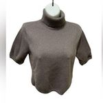 Talbots  Petites Wool Blend Cropped Sweater Sz MP Short Sleeve Sparkly Turtleneck Photo 0