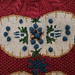 Vintage IVY Hand Knit Chunky Sweater Womens sz Small / Med Floral Funky Red Photo 3