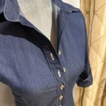 Demin dress with button up front and side slits Blue Photo 5