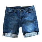 Vigoss  Studios Denim Thigh Biker Jean Cuffed Shorts Photo 0
