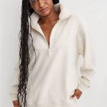 Aerie Hometown Holiday Quarter Zip Cream Photo 0