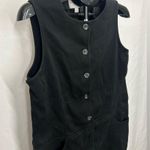 Emanuel Ungaro Black Button Down Denim Overall Shift Dress Sz 14 Photo 1