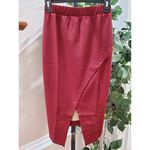 Hommage  Women's Solid Red Polyester Pull On A-Line Long Maxi Skirt Size Small Photo 3