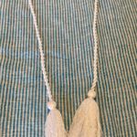 Tahari  Linen Sleeveless Tassel Hem Aqua White Stripe Swim Cover Dress Sz LARGE Photo 6