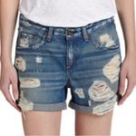 Rag and Bone  Women's Blue Heavy Rips Rolled Hem Distressed Denim Shorts‎ Size 24 Photo 0