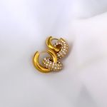 18K Gold Plated Double Huggies Thick Hoop Earrings Photo 0