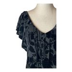 1. State State Black Floral Velvet Ruffled Slit Sleeve V Neck Pullover Blouse‎ Size XS Photo 4