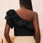 SheIn Black One Shoulder Ruffle Top Photo 1