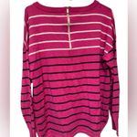 Crown & Ivy  Pink STRIPED SHIRT SWEATER LONG SLEEVE Photo 2