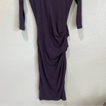 James Perse  Fig Purple Brown Cotton Midi Dress Ruched Scoop Neck Size 1 US Small Photo 8